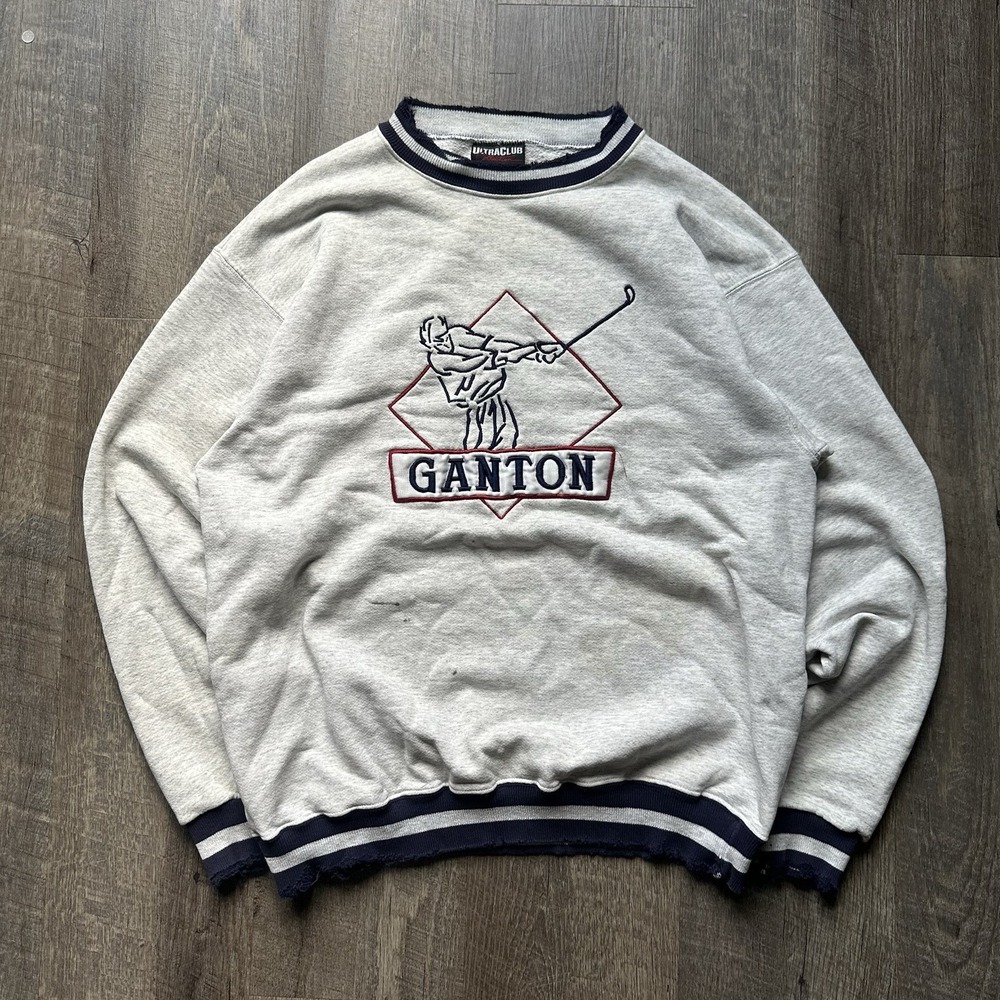 Vintage Ultraclub Ganton Golf Crewneck Sweatshirt Gray Graphic Distressed L?